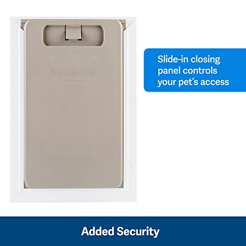 PetSafe Freedom Aluminum Pet Door for Dogs and Cats - Solid Durable Frame - Large, White, Tinted Flexible Vinyl Flap - Includes Closing Panel