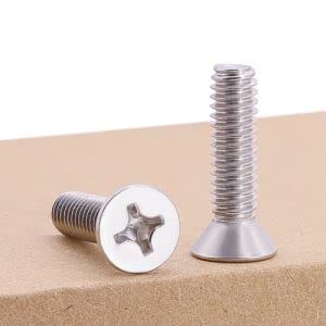 1/4-20 x 2" (20 pcs) Flat Head Machine Screws, 304 Stainless Steel (18-8), Phillips Drive, Cross Recessed 80° countersunk Head Screws, Coarse Thread UNC, ANSI B18.6.3-2