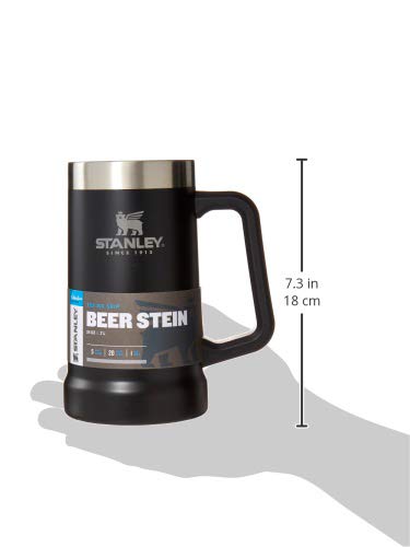 Stanley Adventure Big Grip Beer Stein, 24oz Stainless Steel Beer Mug, Double Wall Vacuum Insulation, Matte Black