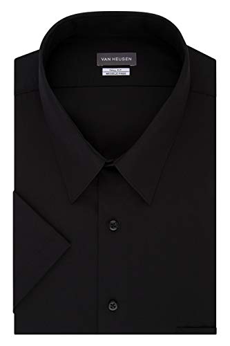 Van Heusen Men's FIT Short Sleeve Dress Shirts Poplin Solid (Big and Tall), Grape
