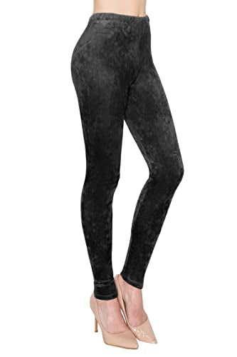 ALWAYS Women Nordic Velvet Leggings - Premium Soft Stretch Warm Winter Reindeer Christmas Printed Patterned Pants 323 Black Plus Size