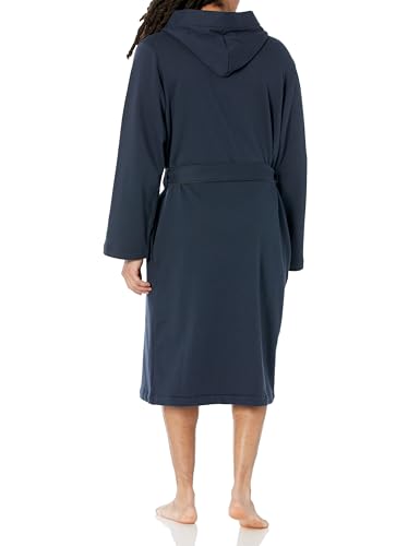 BOSS French Terry Cotton Robe with Iconic Flag Belt Detail, Black Currant, S