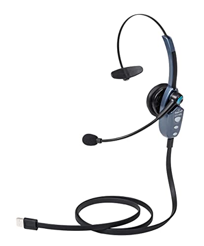 BlueParrott B250-XTS Mono Bluetooth Wireless Headset with 91% Noise Cancellation - Ideal for High-Noise Environments - Includes USB-C Charging Cable, Bluetooth 5.0.