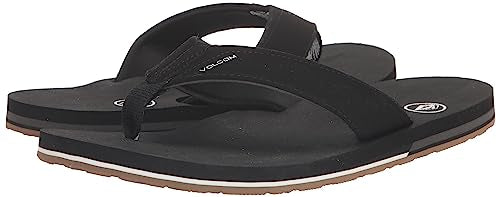 Volcom Men's Victor Flip-Flop Sandal, Black-New, 7