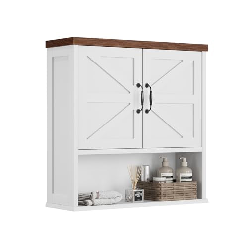 Smuxee Farmhouse Bathroom Cabinet Wall Mounted, Black Bathroom Medicine Cabinet with Adjustable Shelf, Bathroom Cabinet for Bathroom, Living Room, Laundry Room