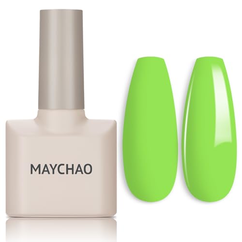 MAYCHAO 15ML Neon Green Gel Nail Polish 1Pc Bright Green Gel Polish Soak Off UV LED Nail Polish Nail Art Starter Manicure Salon DIY at Home, 0.5 OZ