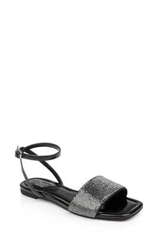 Jewel Badgley Mischka Hadley Flat Sandals with Ankle Strap