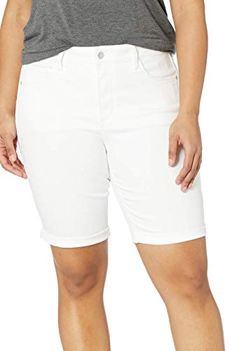 NYDJ womens Plus Size Briella Jean With Roll Cuffs | Slimming & Flattering Fit Shorts, Optic White, 14 US