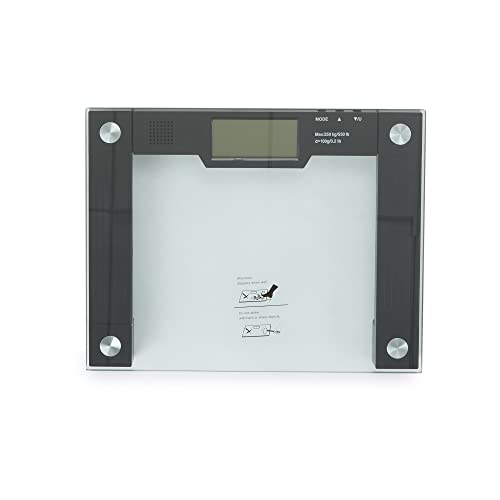 Ideaworks JB5824 Extra Wide Talking Scale-Visual & Voice Display Scale- 550 Pounds Max-Tamper Glass-Extra Wide Width-Large LCD Display-Tap On & Off Auto Function