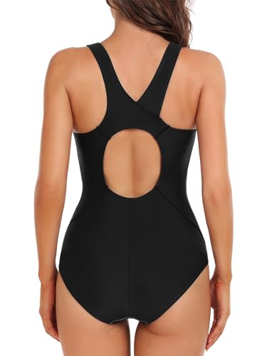 beautyin Swimsuit for Women One Piece Athletic Racerback Training Bathing Suit Black