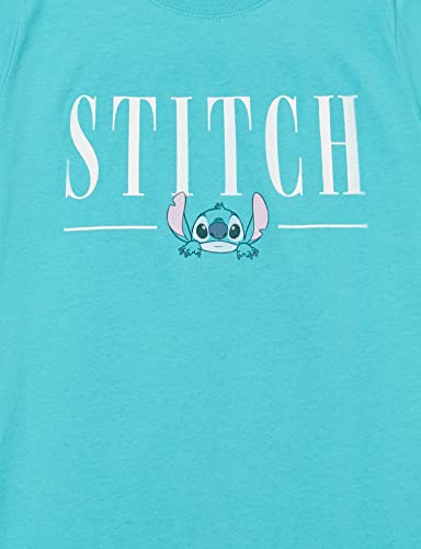 Disney Girl's Stitch Title T-Shirt, Tahi Blue, Small