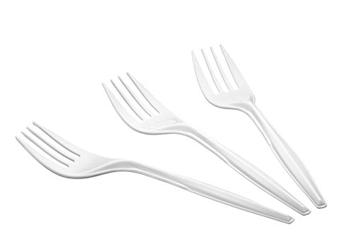 [1000 Count] Settings Plastic White Forks, Practical Disposable Cutlery, Great For Home, Office, School, Party, Picnics, Restaurant, Take-out Fast Food, Outdoor Events, Or Every Day Use, 1 Box
