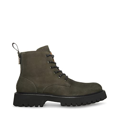 Steve Madden Men's Fintan Combat Boot, Black Leather, 13