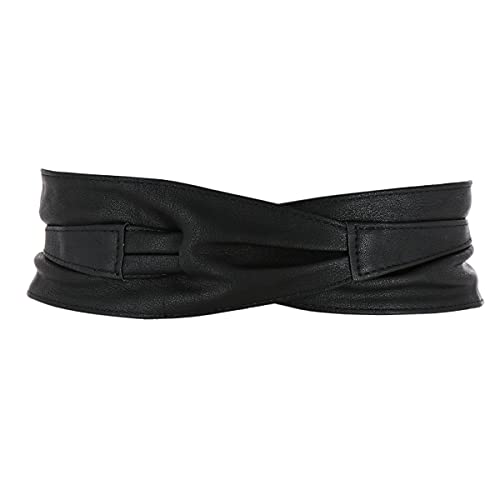FASHIONGEN - Woman leatherette waisband Obi Belt, MICA - Yellow Python, L-XL