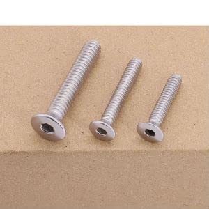 M8-1.25 x 60mm (12 pcs) Flat Socket Cap Screws, 304 Stainless Steel 18/8, Full Thread, Countersunk Head, Connections Bolts, DIN7991