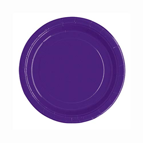 Deep Purple Solid Round Dessert Paper Plates - 7" (20 Ct) - Vibrant Party Plates for Appetizing Treats - Perfect for Birthdays & Events