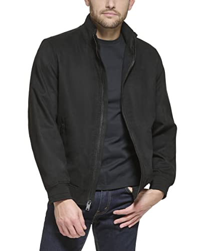 DKNY Men's Modern Bomber Jacket, Knit Collar Khaki