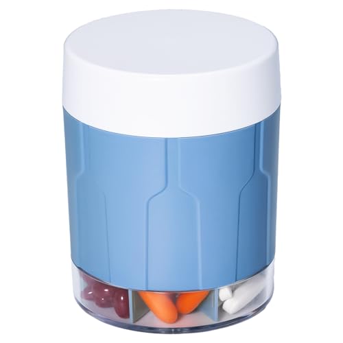 Extra Large Supplement Organizer,Betife Daily Weekly Pill Organizer Bottle, Pill Dispenser with 7 Large Compartments, Organizer to Hold Monthly Vitamin or Medication,Includes 21 Pcs Labels (Blue)