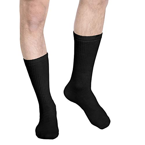 Truform Compression Socks, 15-20 mmHg, Men's Crew Length Mid-Calf Cushion Foot Socks, Black, Small