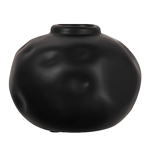 Creative Co-Op Pinched Organic Shape Terracotta, Matte Black Vase