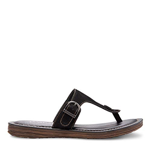 Eastland Women's Thong Slide Flat Sandal, Black, 6