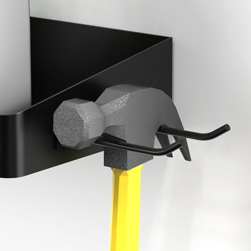 Taozun Garage Paper Towel Holder, Wall Mount Shelf, Shop Towel Holder, One-Hand Tear, Paper Towel Holder Wall Mount with 4 Detachable Hooks for Garage Organization and Storage(Black)