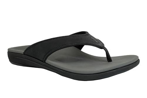 REVITALIGN Men's Yumi Leather Flip-Flop, Charcoal, 12 Wide