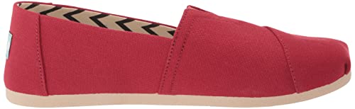 TOMS Women's Alpargata Recycled Cotton Canvas Loafer Flat, Red, 5