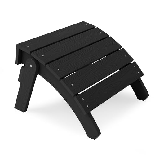 YEFU Adirondack Ottoman, Patio Foot Rest, Adirondack Foot Rest, Folding Adirondack Footstool, Weather Resistant for Adirondack Chair, Widely Used for Outdoor, Porch, Backyard, Garden, Fire Pits-Black