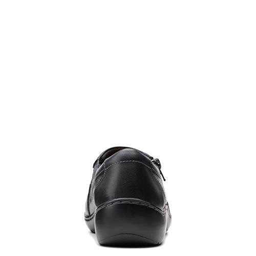 Clarks womens Cora Giny Loafer Flat, Black Tumbled/Smooth Leather, 7.5 US