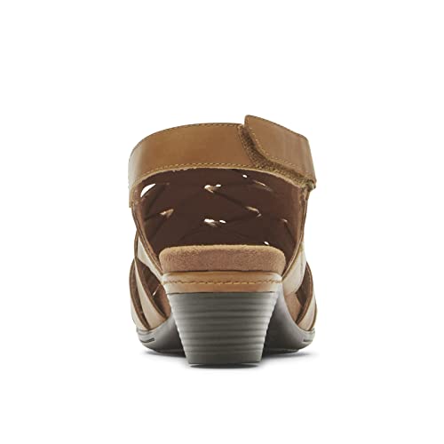 Rockport Women's Laurel Woven Sandal, Black Leather, 7.5 Narrow