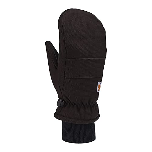 Carhartt Men's Insulated Duck Synthetic Leather Knit Cuff Mitt, Black, Small