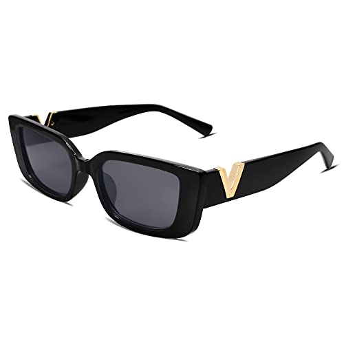 Allarallvr Rectangle Cat Eye Thin Sunglasses for Women 90s Retro Trendy Y2K Aesthetic Vintage Square Small Shades AR82037(Beige)