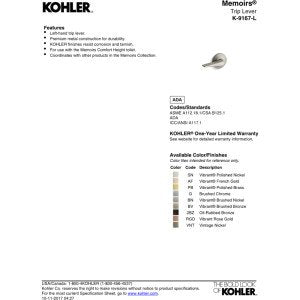 Kohler Memoirs Trip lever