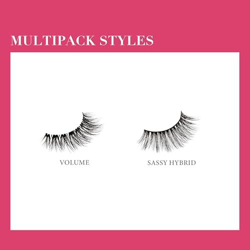 KISS Lash Couture LuXtensions Collection False Eyelashes Multipack, Flat Lash Technology, Super Slim Lash Band, Real Lash Extension Fibers, Reusable Strip Lashes, 'Volume Full Set', 4 Pairs