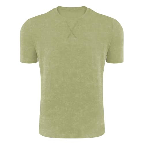 LOGEEYAR Men's Athletic Washed T-Shirts Basic Crew Neck Tees Tops Causal Distressed Cotton T Shirts for Men Army Green