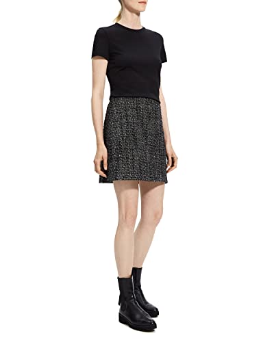 Theory Women's Tweed Mini Skirt, Black Multi, 0