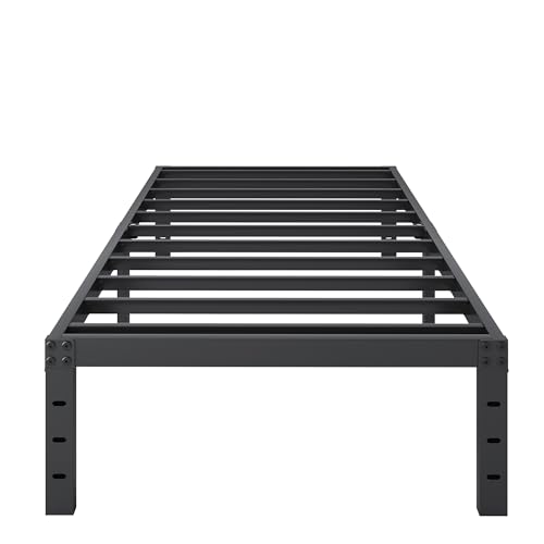 SHLAND Twin Bed Frames 16 Inch Metal Platform Bed Frame No Box Spring Needed, Twin Size Bed with Heavy Duty Strong Slat Support, Easy Assembly, No Noise, Black