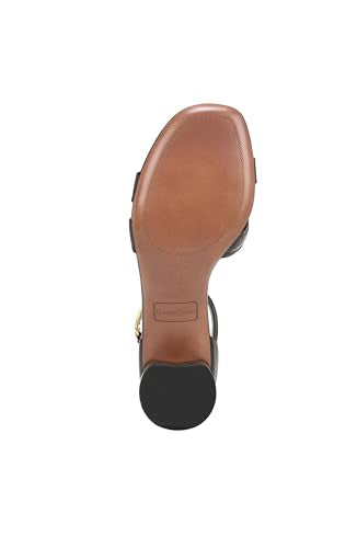 Franco Sarto Womens Nora Ankle Strap Low Block Heel Sandal Black Smooth 8.5 M