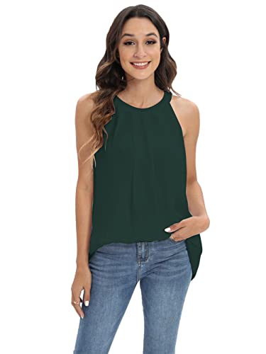 Famulily Womens Elegant Evening Halter Tank Tops Cute Party Bow Tie Back Blouses Tops Green S