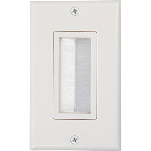 Buyer's Point Single Gang Brush Wall Plate | UL Listed Outlet Cover, Perfect Cord Concealer for Wall Mount TV, Gaming PC, Video Game Console and Home Theater Systems (White/Ivory) — 1 Pack