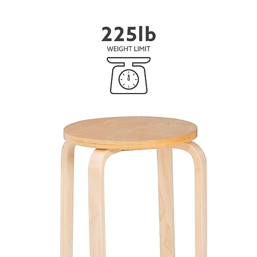 Jenna Natural Round 17.75" Stacking Stool, Set of 4 by Linon