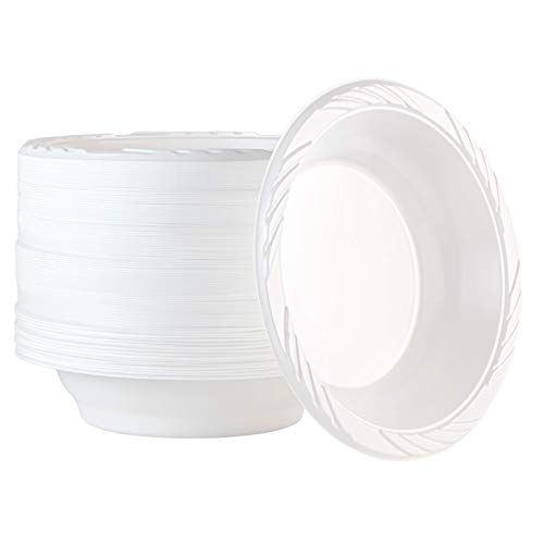 PLASTICPRO 100 Count Disposable 5 ounce White Plastic Dessert Bowls