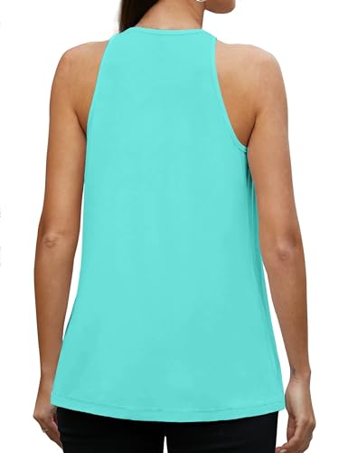 MANER Women's Tank Top Casual Halter Top Summer Flowy Cami Loose Fit Sleeveless Shirts (Large, Pink)