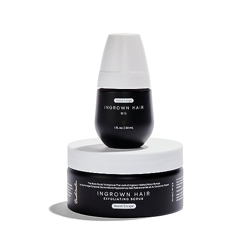 Bushbalm Dark Spots and Ingrown Hair 2 Step Routine - Rejuvenate and Nourish - Ingrown Hair Oil (30 ml) and Exfoliating Scrub (236 ml) - Bermuda
