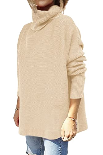 EFAN Women's Turtleneck Oversized Sweaters Fall Outfits Clothes Long Pullover Winter Tunic Tops 2025 Yellow Small