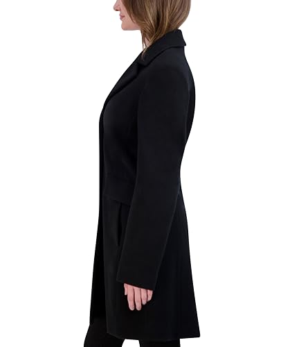 Laundry By Shelli Segal Women's Faux Wool Coat with Notch Collar, Black