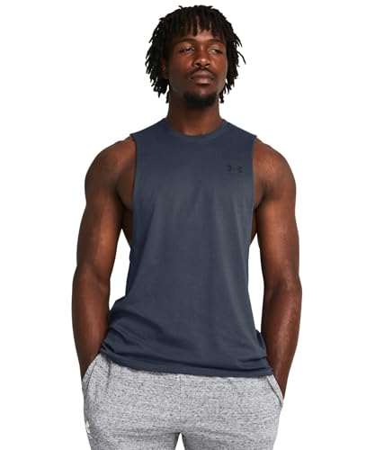 Under Armour Men's Sportstyle Left Chest Cut-Off T-Shirt, (044) Downpour Gray / / Black, X-Large