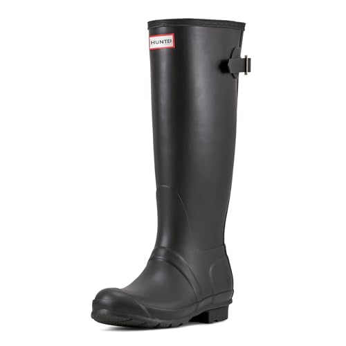 Hunter Women's Original Tall Back Adjustable Rain Boot, Black, 5