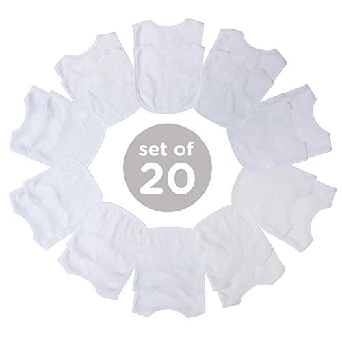 Neat Solutions 2-Ply Knit Terry Solid Color Feeder Bibs in White - 20 Pack